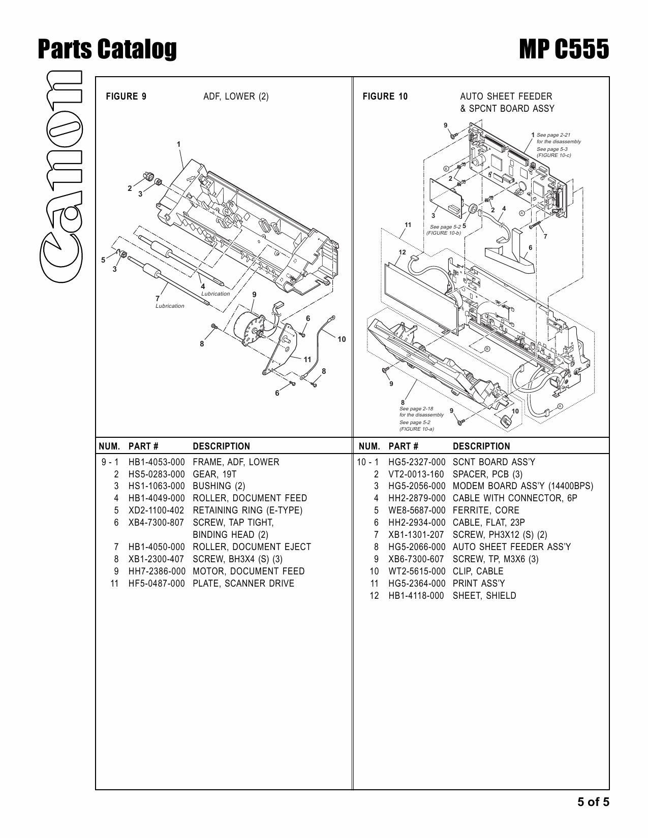 Canon MultiPASS MP-C555 Parts Catalog Manual-5